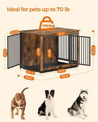 Feandrea 38" Dog Crate Furniture - Rustic Brown / 38.6"L x 25.6"W x 27.6"H - image 4