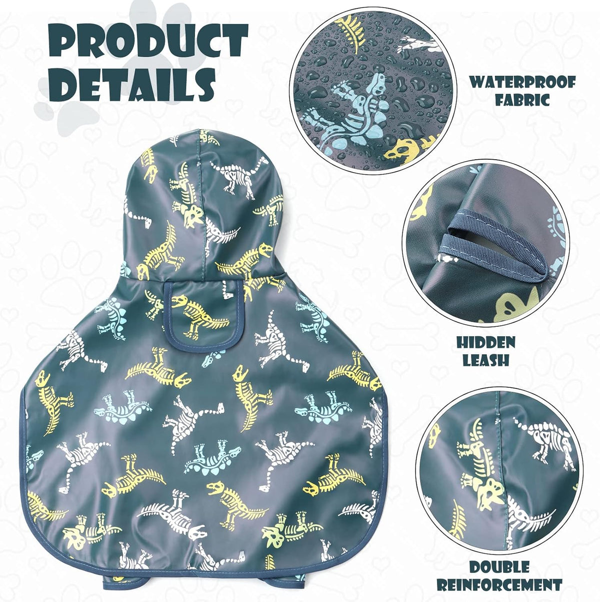 Dog Raincoat for Medium Dogs, Dog Rain Jacket with Clear Hooded - Medium(Label Size:XXL) / Green - image 2