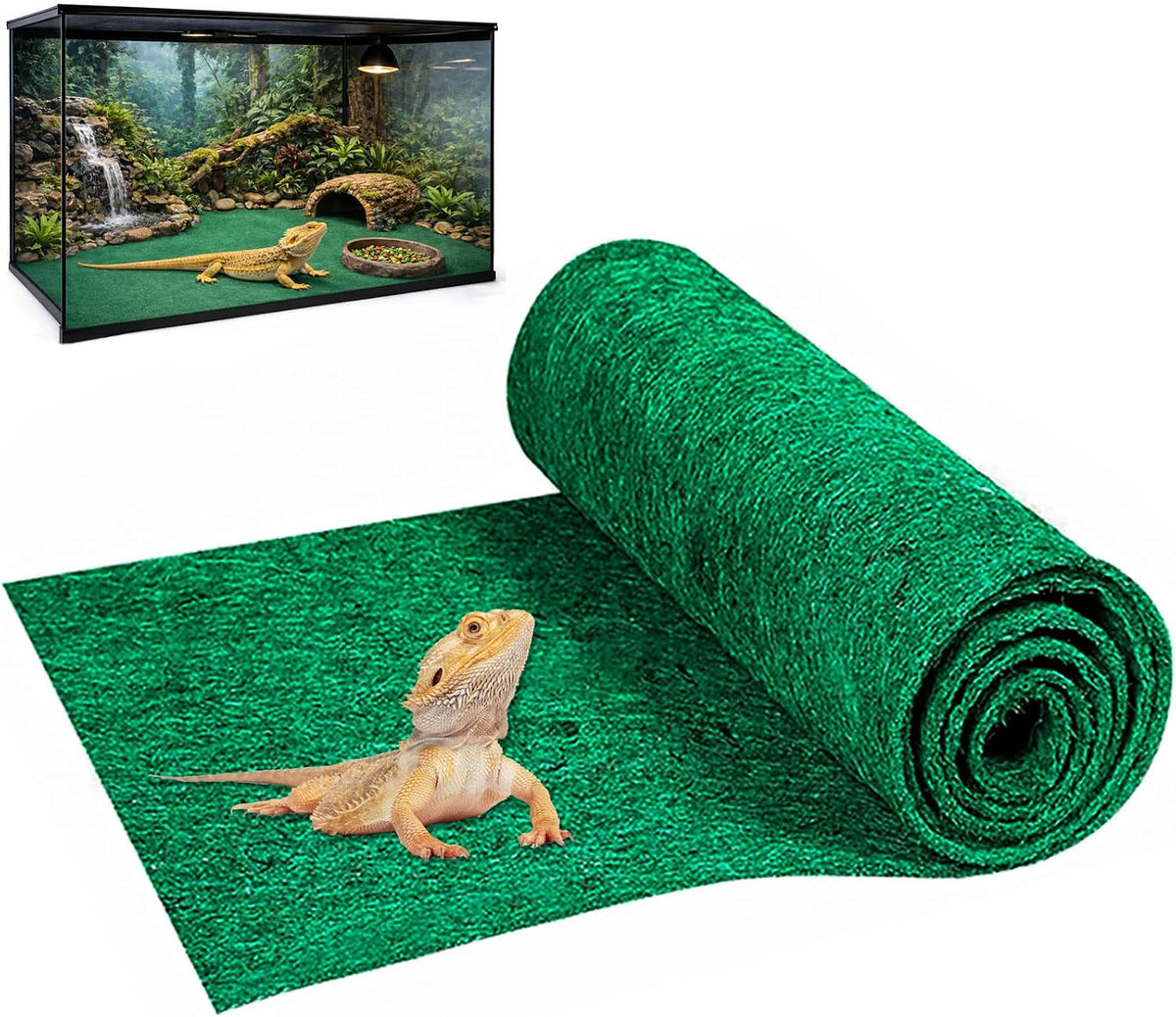47" x 24" Large Reptile Carpet Terrarium Liner Bedding Reptile - Green