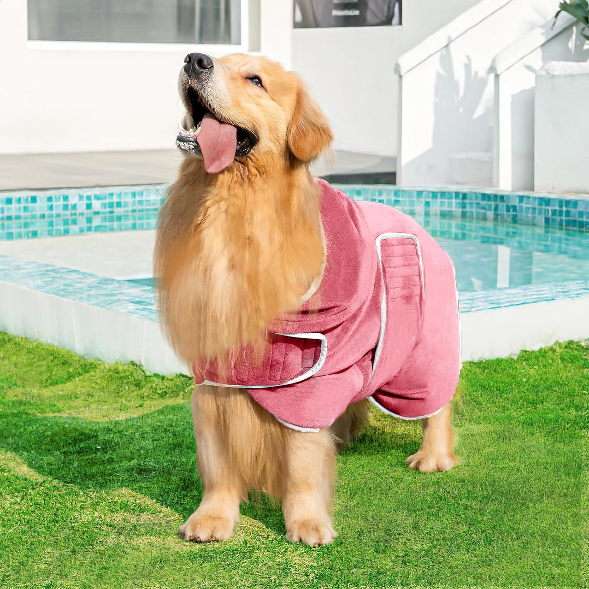 Avont Dog Bathrobe – Super Absorbent Quick-Dry Microfiber Hooded Robe – Essentials for Dogs - Pink / Medium - image 3