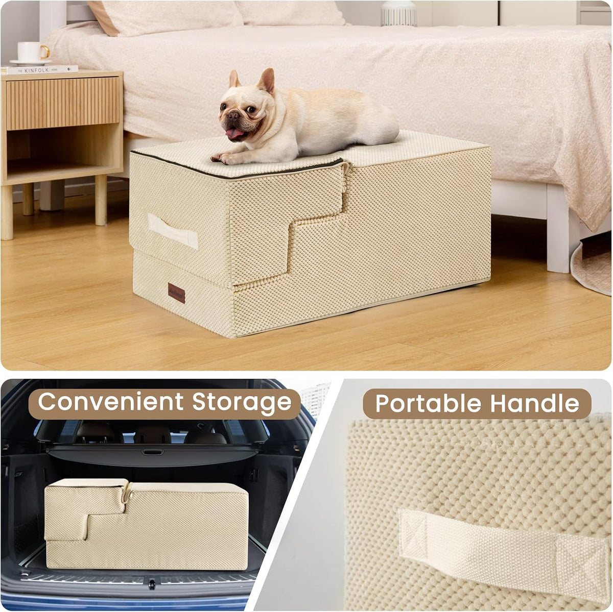 Dog Stairs for Small Dogs & Cats - Beige / 5-Step 22.6" H - image 2