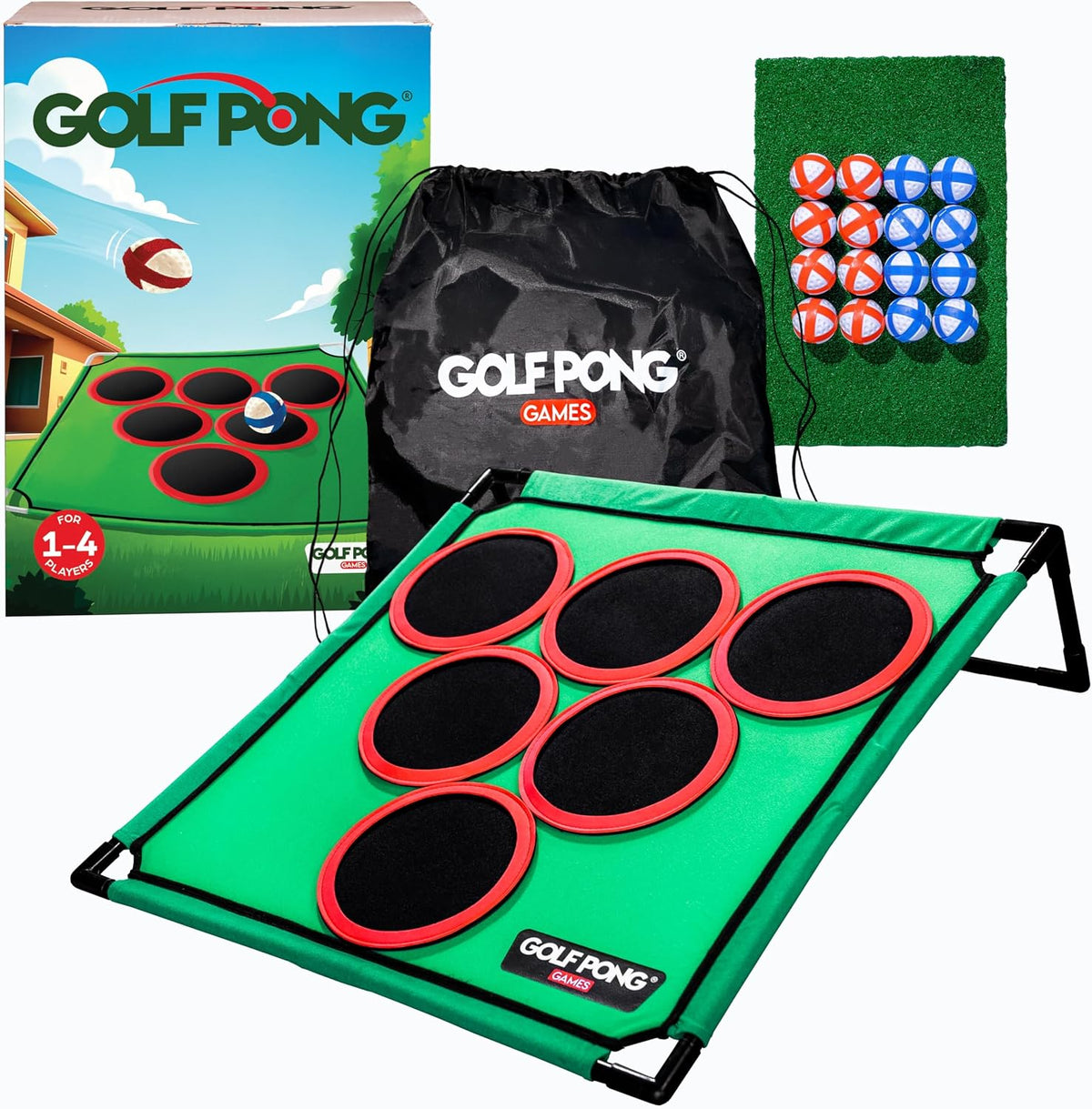 Golf Pong Chipping Game for Men & Women, 1 Board – Fun for Kids & Family - 1x Board (No Club)