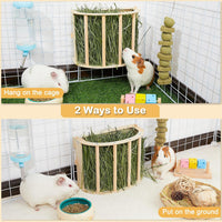 Wooden Guinea Pig Hay Feeder, Large Hanging Rabbit Rack – Essentials for Small Pets - 1 PACK / Wood color - image 3