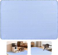 Cat Food Mat Extra Large Silicone Pet Bowl Mat 40''x28'' - Blue / 50"L x 35"W