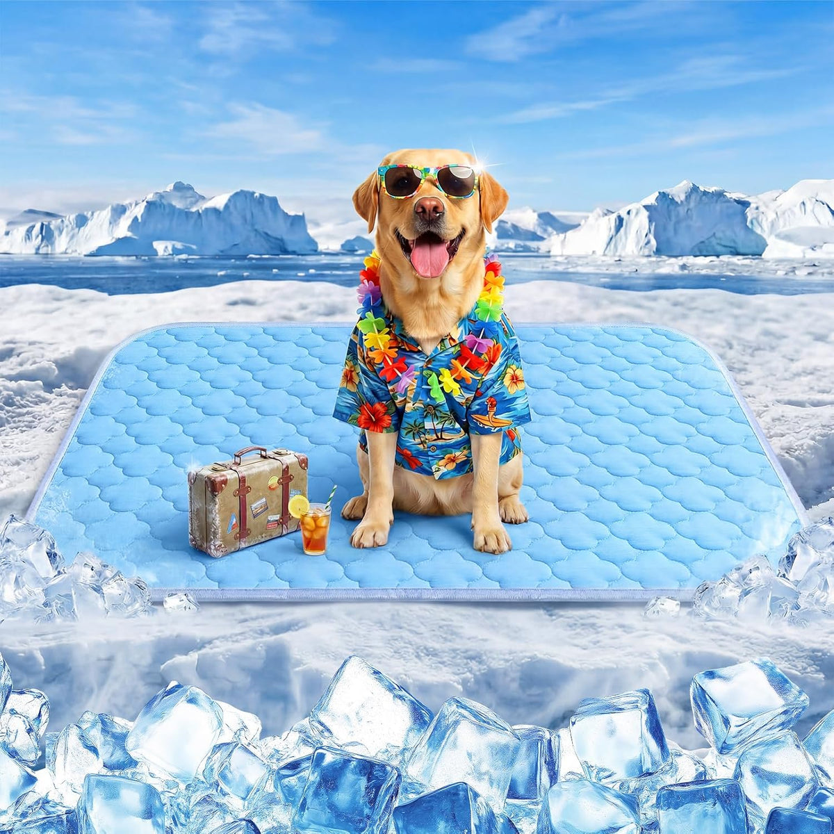 Dog Cooling Mat for Large Dogs - Cryo Blue Cloud Stitching / Large