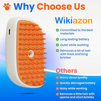 Pet Steam Brush For Cat & Dog - Pets Spray Hair Removal Comb - Cats Indoor Shedding & Grooming Mist Tool - Water Steamer Brushes for Long & Short Haired Dogs - Spritz Defur Comb (Orange)