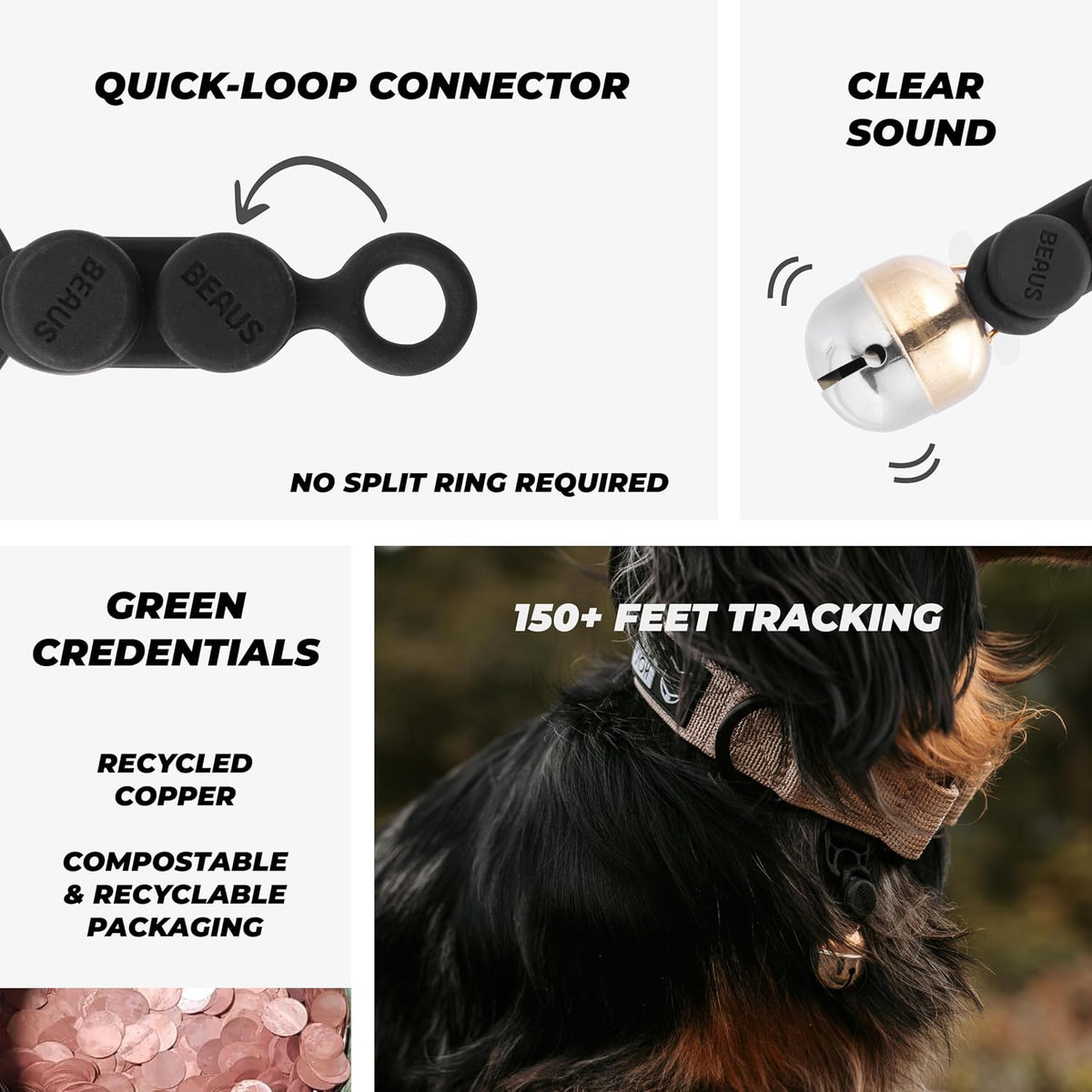 Beau's Bells V2 | Cat & Dog Collar Bells with New Quick Loop Easy Release Clip | Handmade Copper | - Single Bell / Medium - image 2