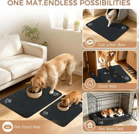Dog Food Bowl Mat Pet Feeding Mat for Food Water 14.2x24In Grey – Essentials for Dogs - Black Rectangle / 31"L x 20"W - image 4