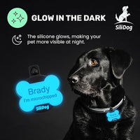 SiliDog AirTag Holder Silent Dog ID Tag – Personalized Engraved Silicone Pet Tag – Durable, Glow-in-The-Dark – Red Bone