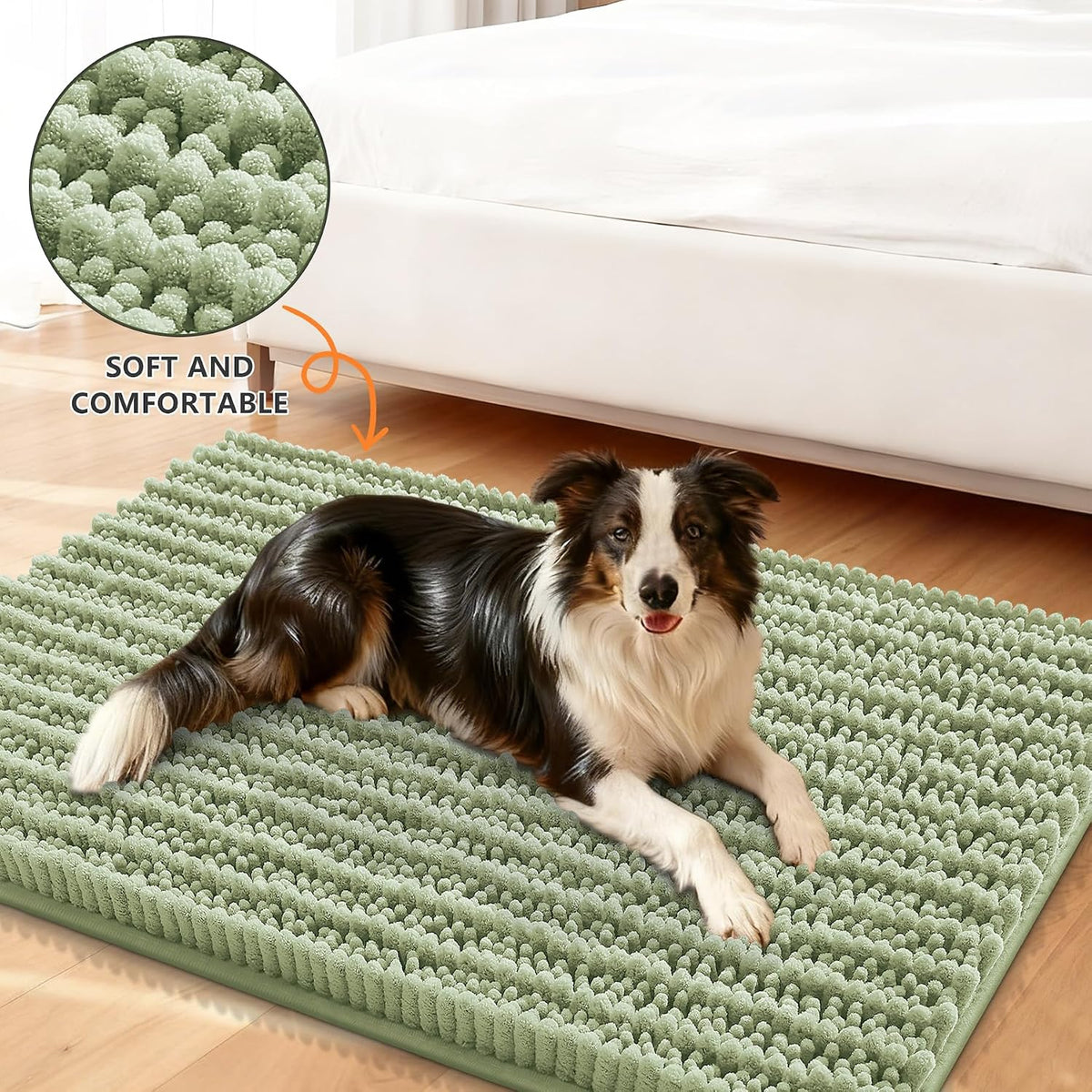 Smiry Dog Door Mat for Muddy Paws 30x20 - Layered Pattern / Layered-Sage Green / 59"X35" - image 2
