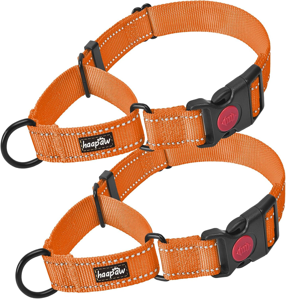 Haapaw Escape-Proof Martingale Dog Collar - Orange / L / 2-Pack Collars
