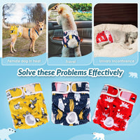SlowTon Reusable Dog Diapers Female, Washable Doggy Diapers - Medium (14''-19''Waist) / C.Animal - image 4