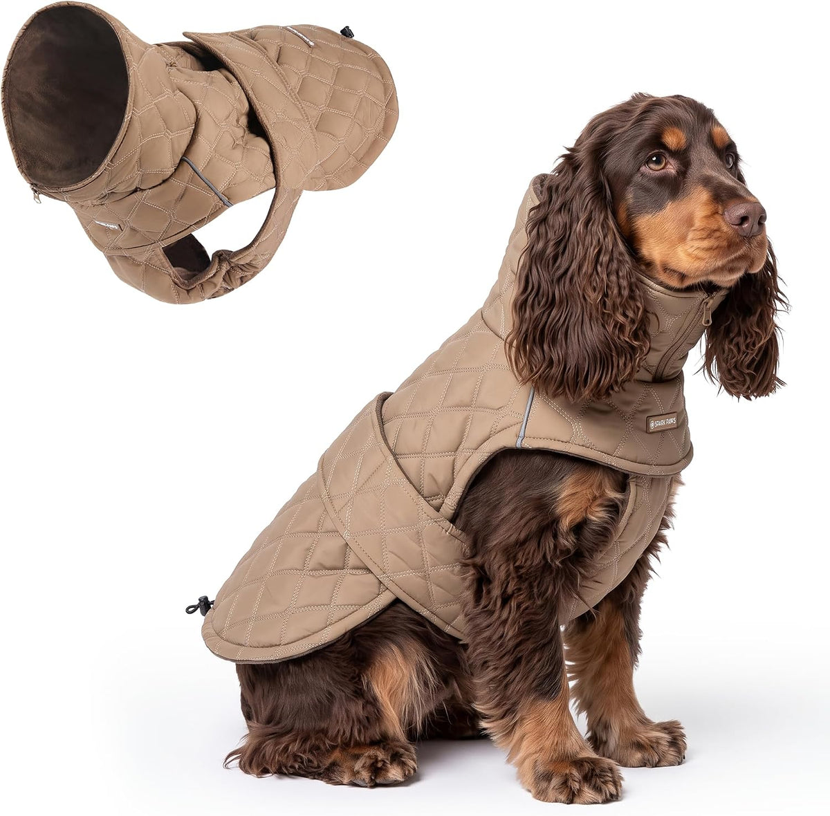 Spark Paws Quilted Dog Winter Coat - Brown / X-Large
