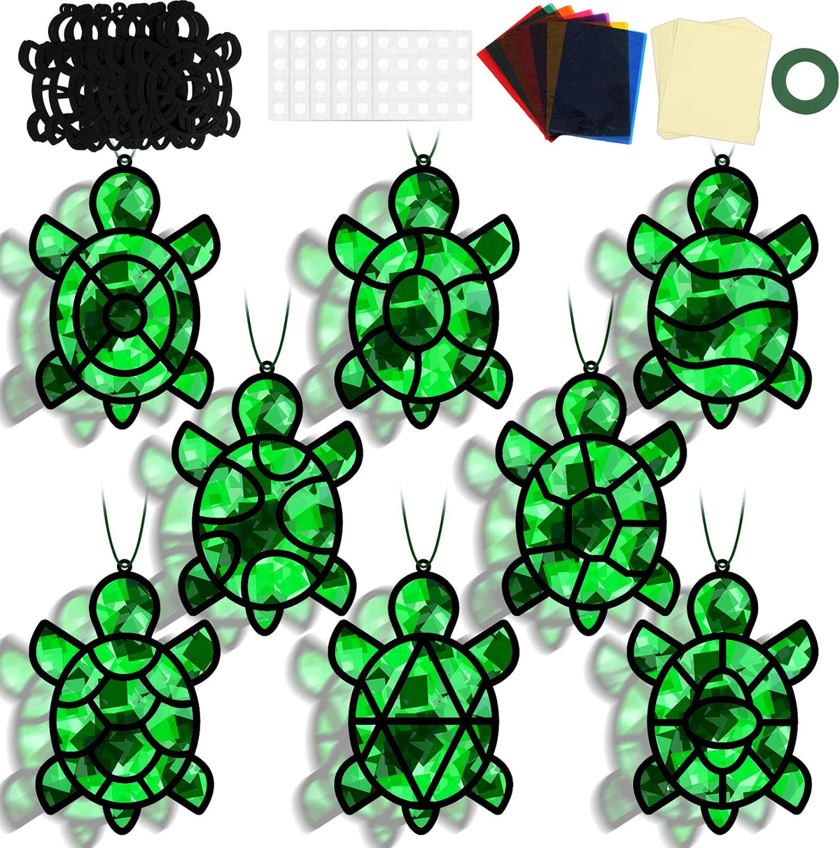 QOUBAI 32 Sets Halloween Bats Suncatchers Craft Kit DIY Window - Turtle