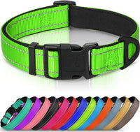 Joytale Reflective Dog Collar, Adjustable Neoprene Padded - Small (Pack of 1) / Green