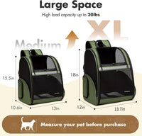 Cat Backpack Carrier for Small Dogs and Medium cat Puppy Kitten Bunny - DarkGreen / 13.7"L x 12.0"W x 18.0"H - image 2