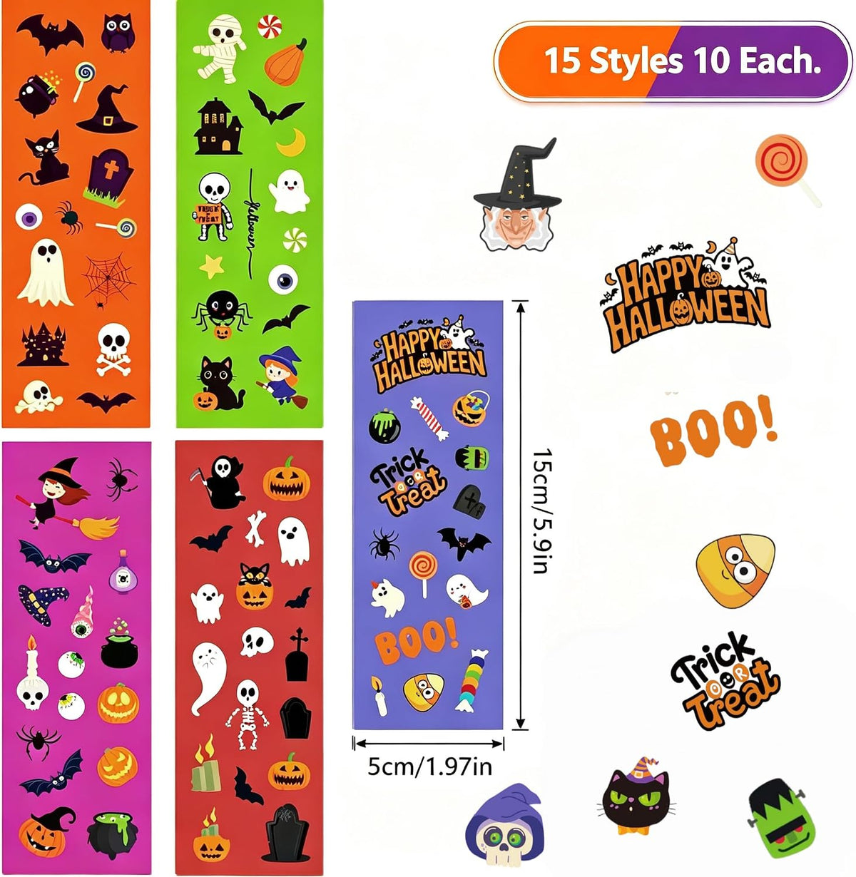 64 Sheets Halloween Stickers for Kids - Halloween Style - image 3
