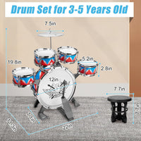 Kids Jazz Drum Set Toys for 3-7 Year Olds - Red-blue - image 4