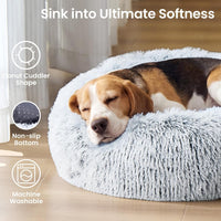 JOLLYVOGUE Small Dog Bed, Calming Dog Beds for Small Dogs & Indoor Cats - 20 Inches Donut Washable - 01 - Smoke Grey / 20.0"L x 20.0"W x 6.0"Th - image 2