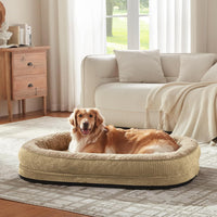 JOEJOY XL Orthopedic Dog Bed for Large Dogs, 360° Oval Bolster - Light Brown / 35"l X 25"w X 7.0"th - image 2