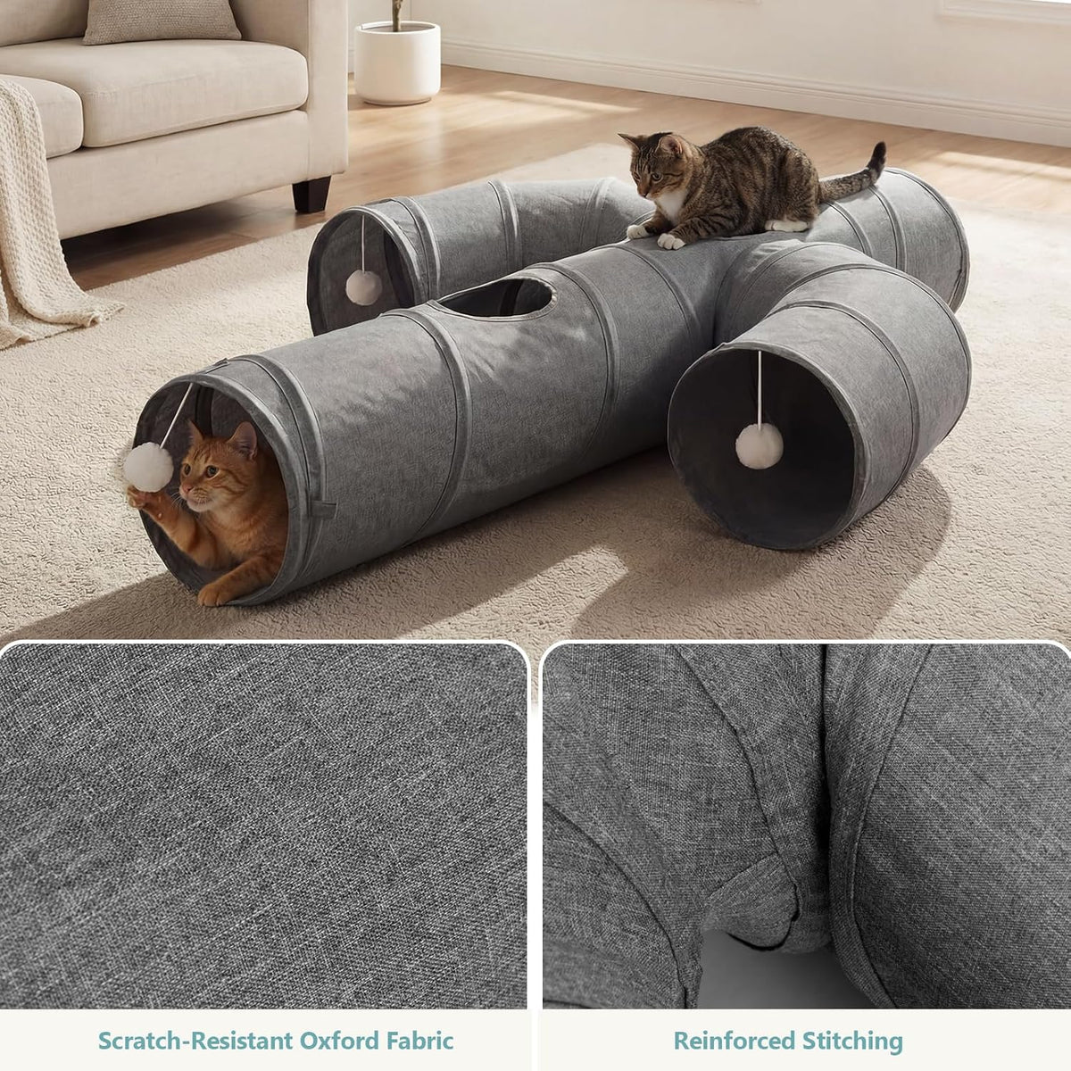 Ownpets Cactus Cat Tunnel 12" with Peek Holes for Indoor Large Cat - Cactus Shape / 10 Inches in Diameter - image 4