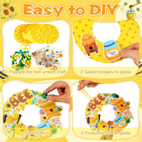 Hollowfly Thanksgiving paper wreath craft kits with gem stickers, ribbons and wool balls - view 34