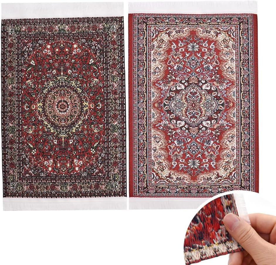 iLAND Miniature Dollhouse Accessories of Carpet for Dollhouse - 2pcs Love