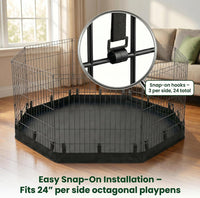 Puppy Playpen with Bottom Pad and Door, 8 Panels 24" H - Black / No Pen: 00-Inch High / Only Bottom Pad - image 3
