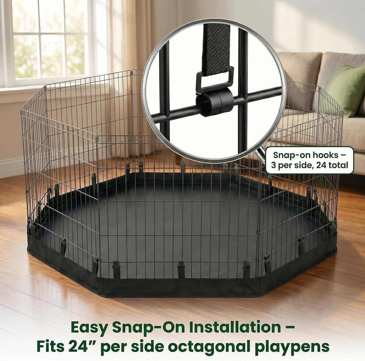 Puppy Playpen with Bottom Pad and Door, 8 Panels 24" H - Black / No Pen: 00-Inch High / Only Bottom Pad - image 3