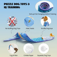 Nocciola EEL Squeaky Dog Toy - No Stuffing Blue Eel - image 3