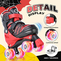SULIFEEL Adjustable Kids Roller Skates, Light up Wheels – Fun for Kids & Family - A Spider Red / Large - Youth - image 4