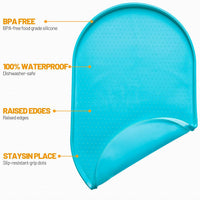Hubulk 100% Waterproof Silicone Pet Feeding Mat with Raised Edge - Teal / 16"L x 10"W - image 2