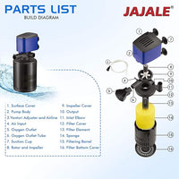 Water Pump 210 GPH 3-in-1 Submersible Internal Filter Aquarium Powerhead Water Pump Ultra Quiet for Aquarium,Fish Tank-5 Pack