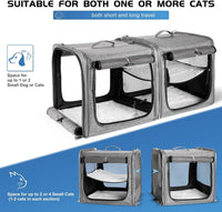 Extra Large Cat Carrier for 2 Cats with Travel Litter Box - Grey / Dual Carriers - image 2