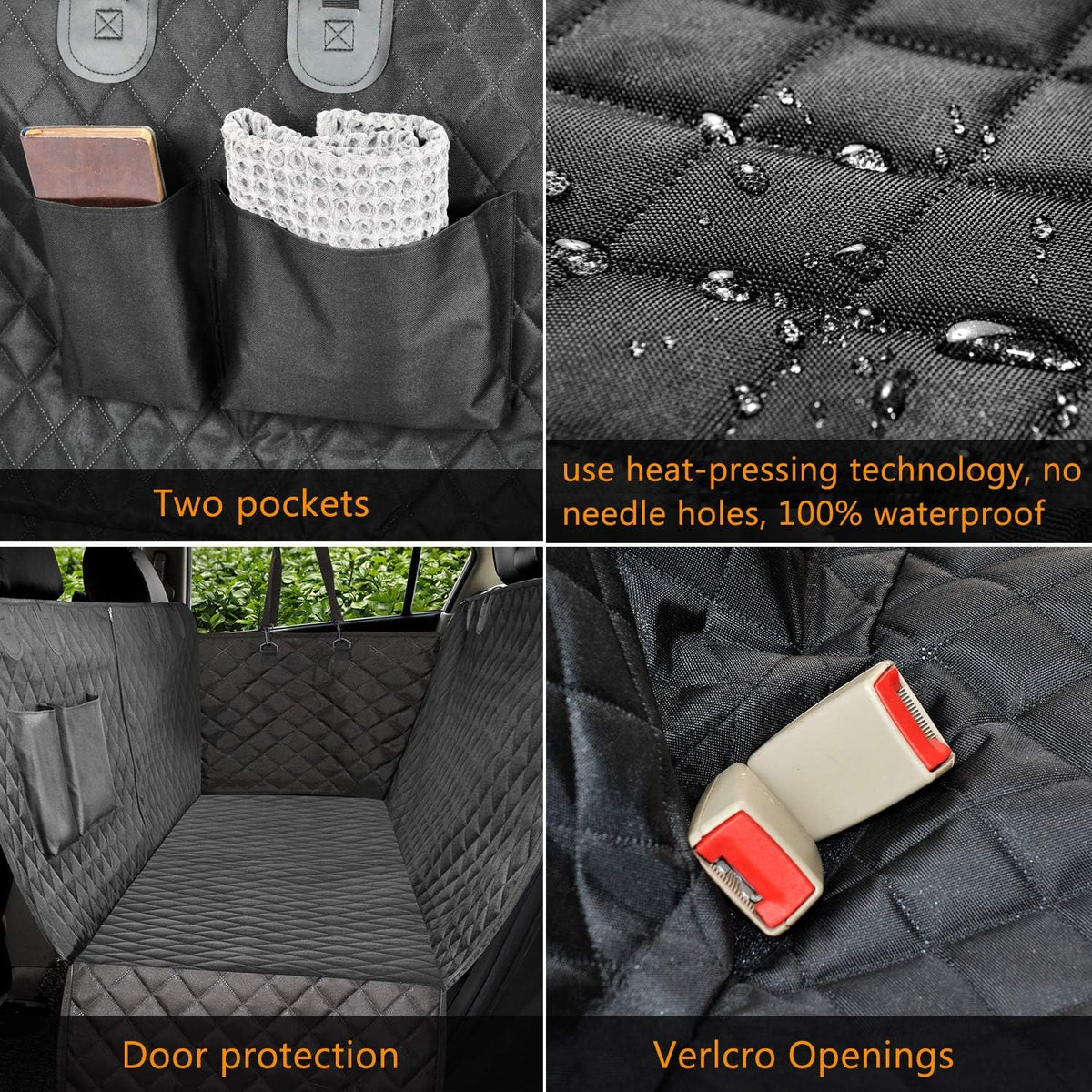 Vailge 100% Waterproof Convertible Dog Car Seat Covers - X-Large(60"W x 64"L) / Black - image 4