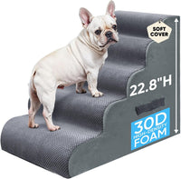 PAWSCRAT 4-Step Pet Stairs for High Beds & Sofas - Grey / 5-step 22.8"H