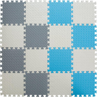 16 Tiles Foam Play Mat, Soft & Safe EVA Foam Mats for Floor - White/Gray/Lightblue - image 2