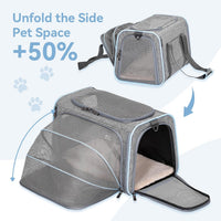 Petsfit Medium Expandable Cat Carrier for Air Travel - 16.0"L x 10.0"W x 9.0"H / Light Gray - image 3