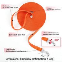Dog/Puppy Obedience Recall Training Agility Lead, Great for Play - Orange / 20 Feet - image 2