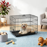 FDW, 48" Foldable Metal Dog Crate, Cage for XL Dogs - Black / 24 Inch Double Door - image 2