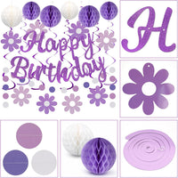 YEOCU Birthday Decorations - Purple&while / Flower - image 3