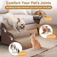 Zerbuger Dog Ramp and Stairs for Bed, Coffee 3 Steps 16" H - Coffee / 3 - image 2