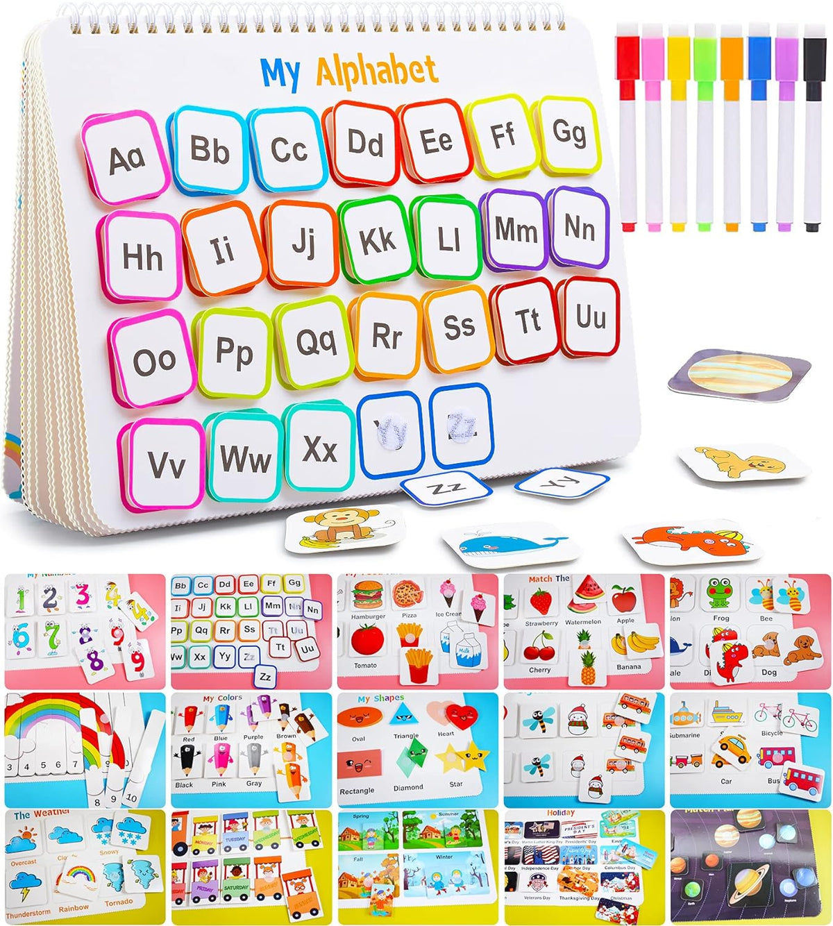 Huijing Montessori Preschool Learning Activities Busy Book - White