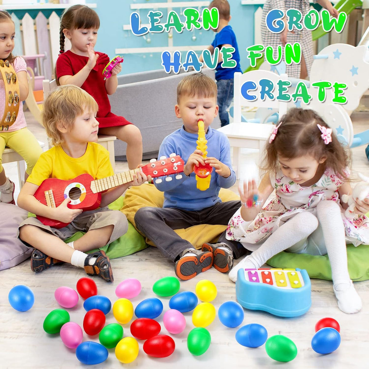 Yeshone 100 plastic egg shakers in 10 bright colors - view 22
