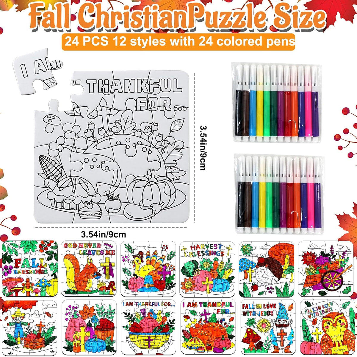 MUOUAKATE Christian Halloween crafts for kids, 24 blank coloring puzzle sets - view 14