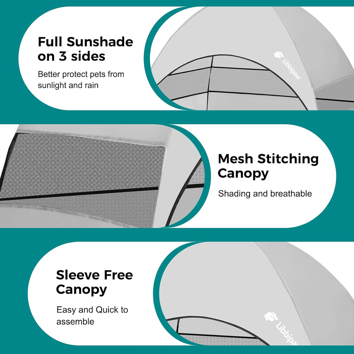 Outdoor Elevated Dog Bed with Canopy for Large Dogs, Grey, XL – Essentials for Dogs - image 3