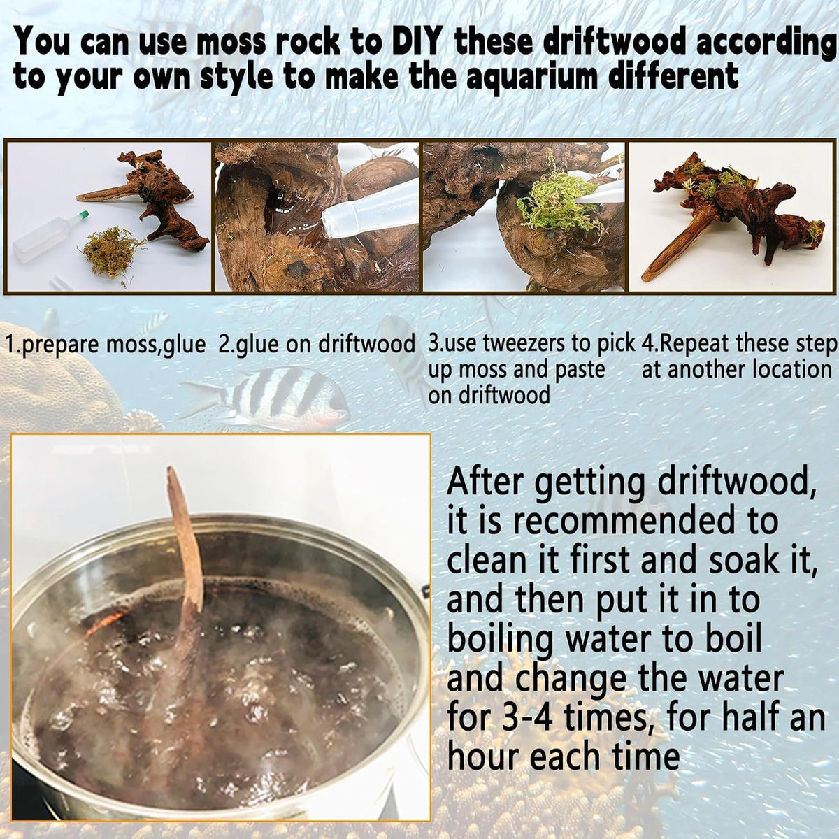 Aquarium Driftwood 3PCS Natural Trunk Driftwood Assorted Branches - Mopani Driftwood (8-12in 3PCS) - image 4