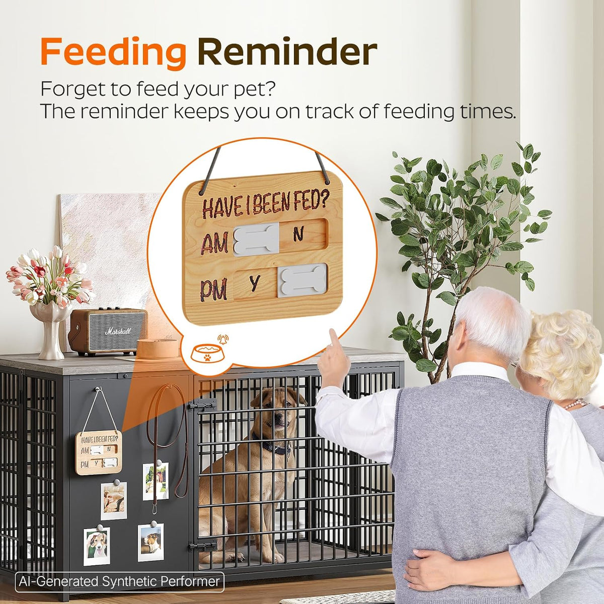 YATINEY Foldable Dog Crate Furniture, Dog Crate with DIY Frame - 37.4"L x 23.6"W x 26.0"H / Greige - image 4