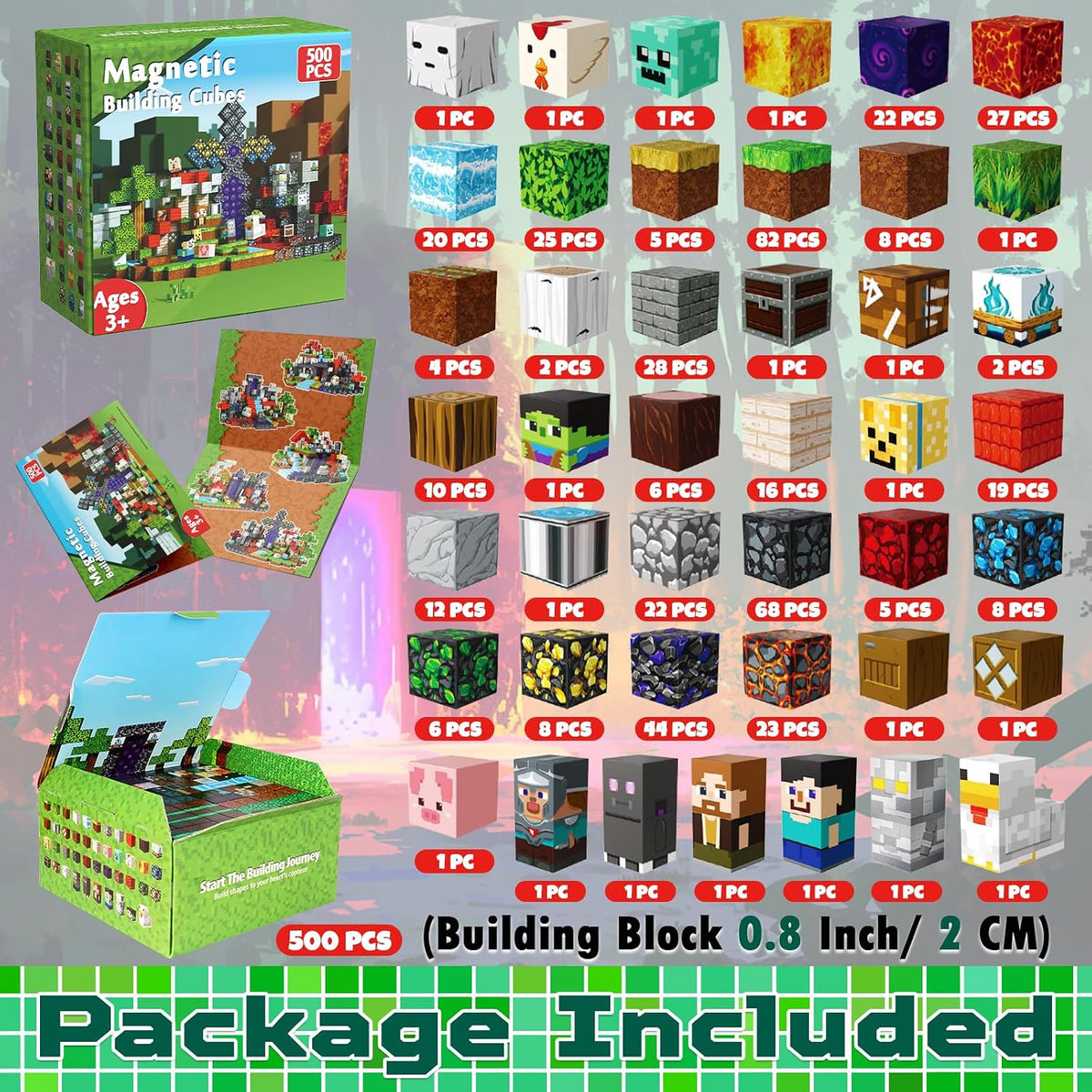 200 pcs Magnetic Blocks, Building Toys Gifts for Kids Age 3+ - Portal - 500 pcs - image 2