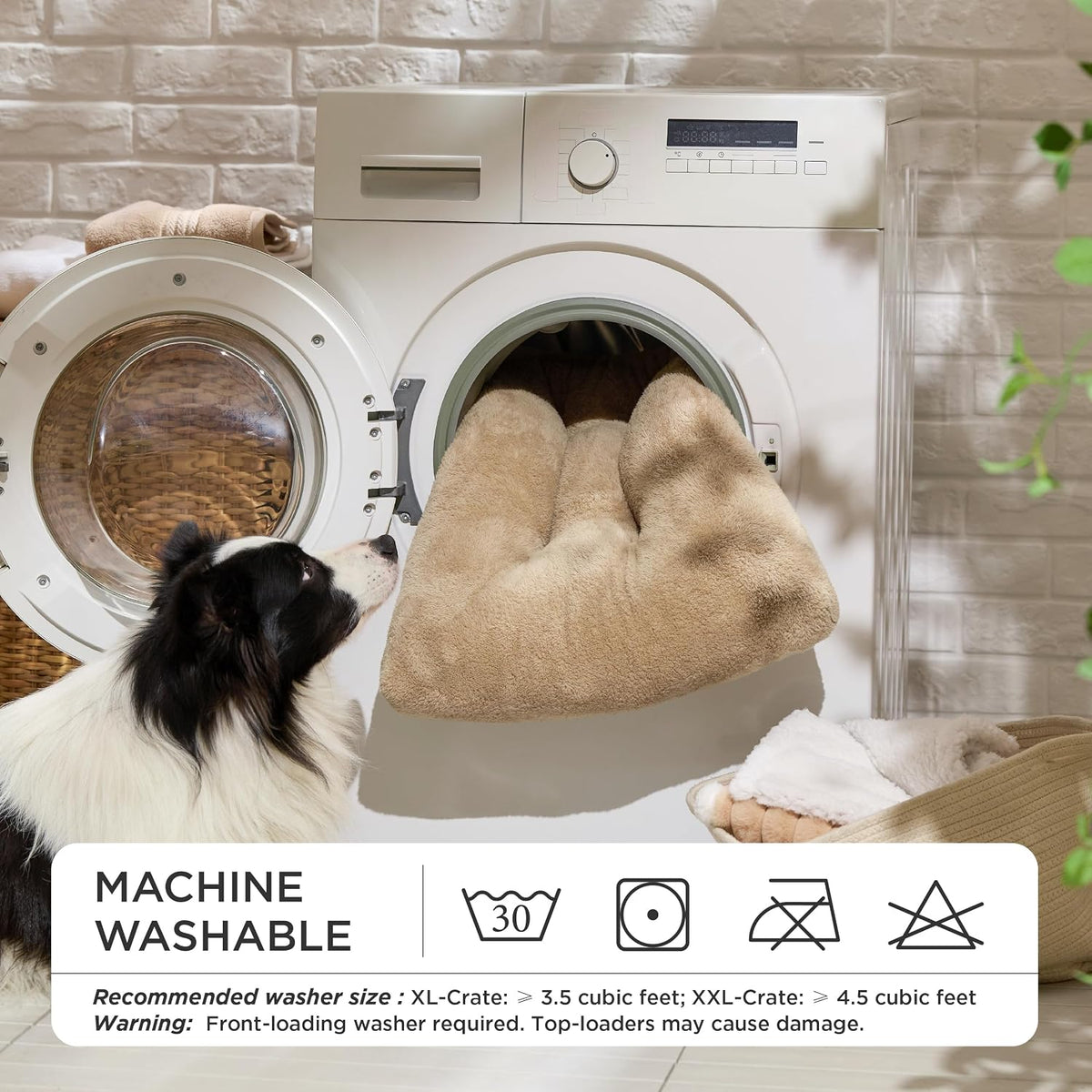 Bedsure Washable XL Dog Bed for Crate, Comfort Fluffy Pet Pillow - 35"L x 23"W x 3"Th (L-Crate) / Brown - image 3